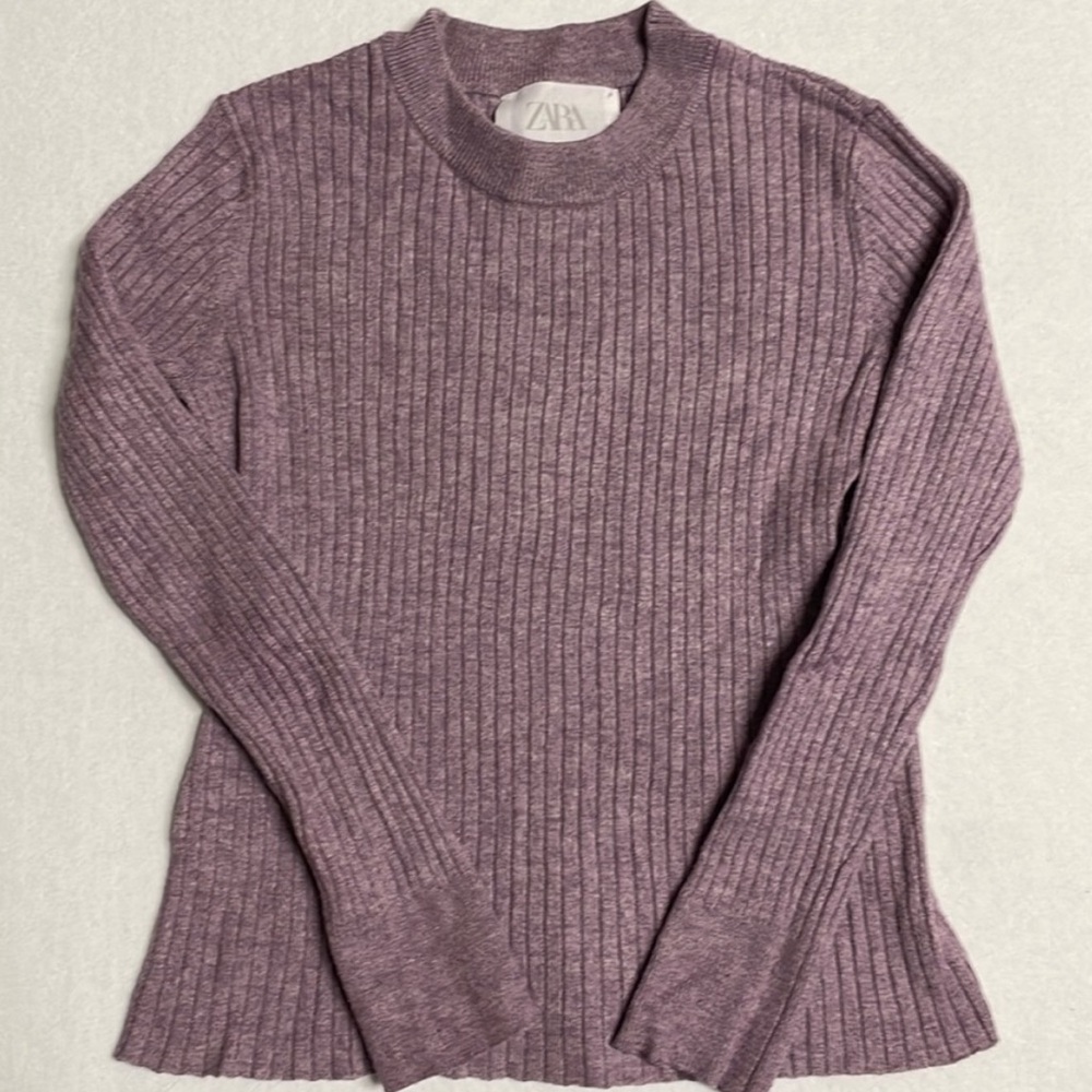 Kids Girls Zara Purple Ribbed Fitted Sweater 13-14 Years